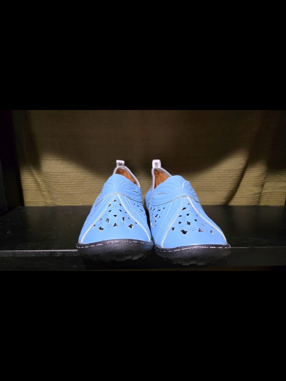 Women's Slip-On Perforated Flats in Light Blue